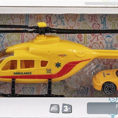 Helicóptero de Rescate y Coche de Metal - Modelo Aleatorio