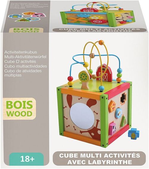 Cube Bois Activité Labyrinthe 20Cm