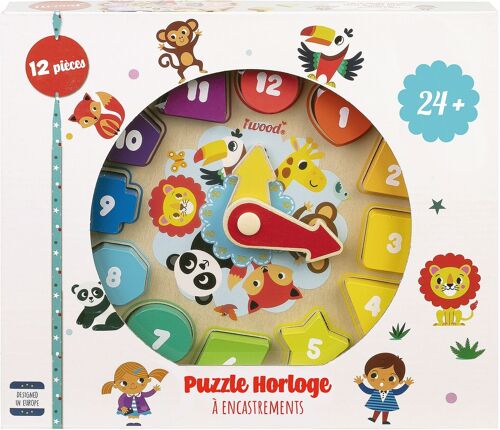 Puzzle des Formes Horloge en Bois