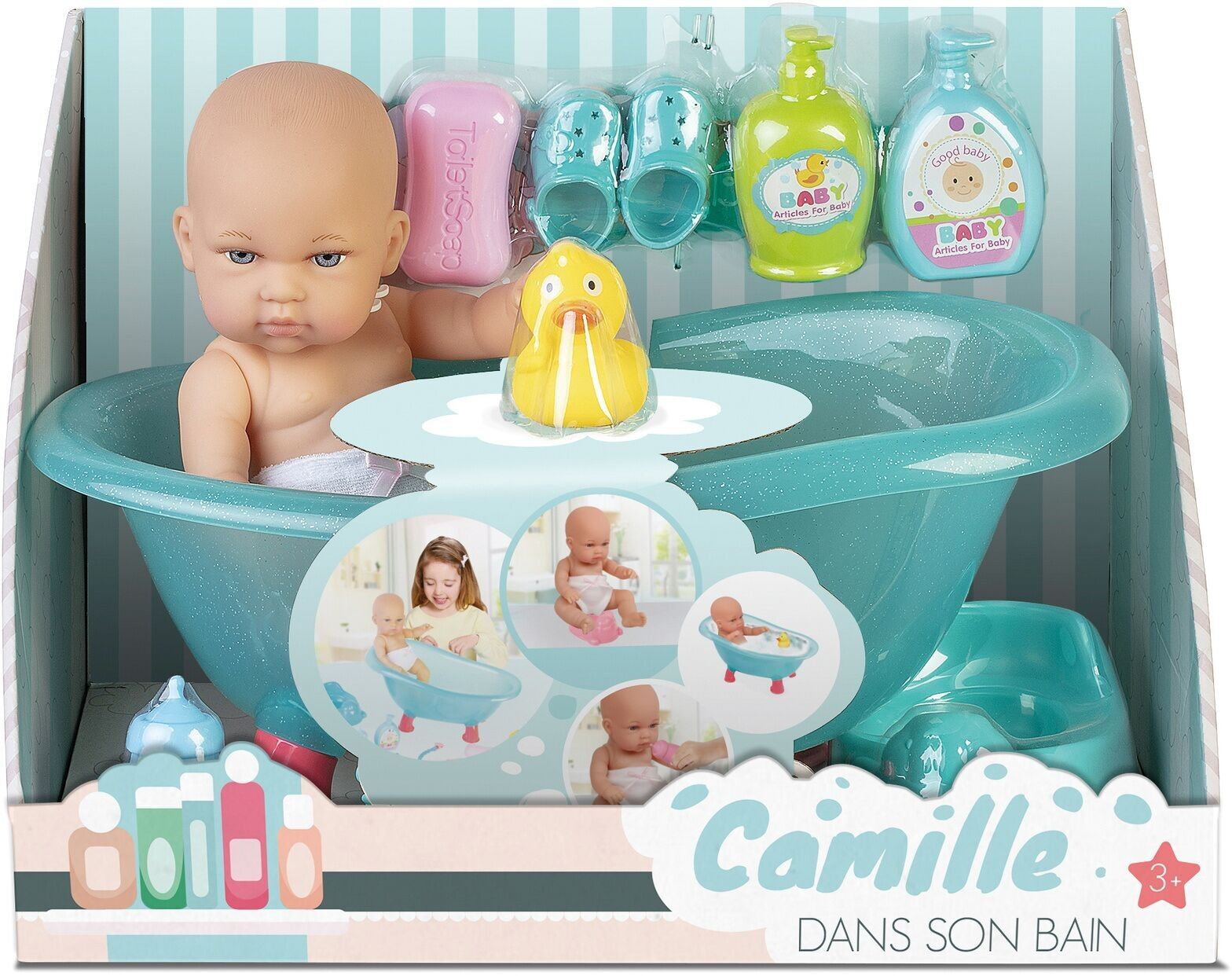 Muñeca Camille Bebé En Su Baño