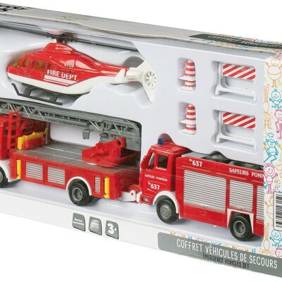 Box of 3 Rescue Vehicles and 6 Accessories - Random model