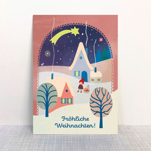 Postkarte Weihnachten Dorf