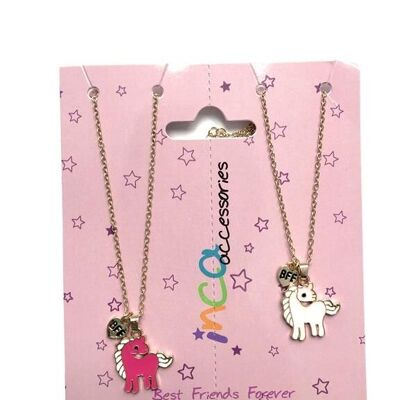 Set of 2 children's necklaces with Unicorn pendants