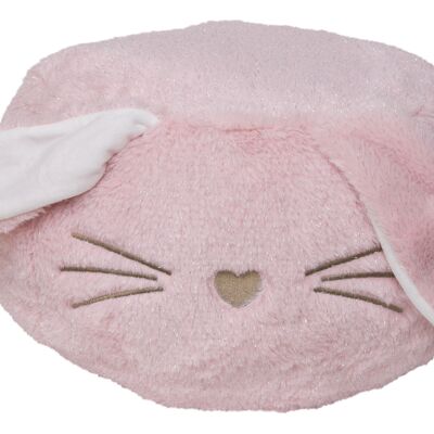 Pouf en peluche pour enfant 1-4 ans - Lapin rose - Made in France