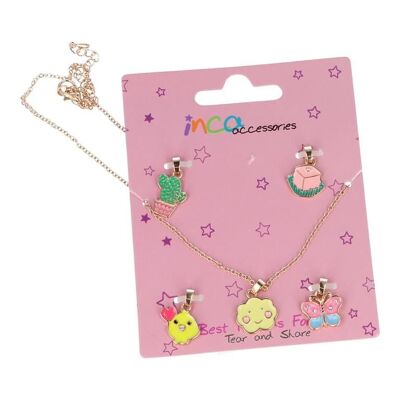 Golden children's necklace with 5 charming pendants