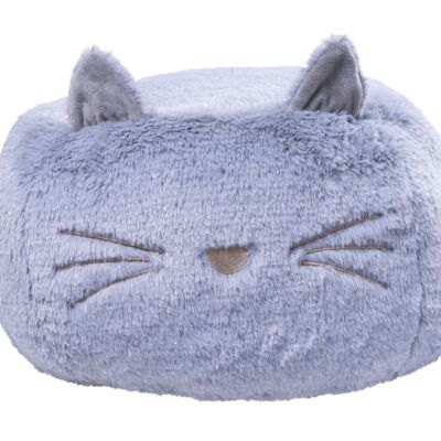 Plush pouf for children 1-4 years old - Gray cat - Made in France
