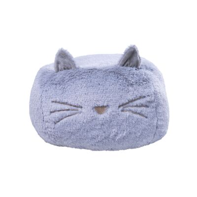 Pouf di peluche per bambini da 1 a 4 anni - Gatto grigio - Prodotto in Francia