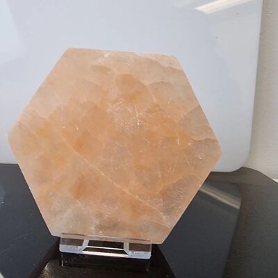 Piastra di ricarica in cristallo di selenite arancione incisa - Design in cristallo arancione