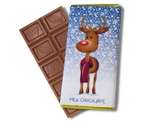 A Woolly Christmas Reindeer Milk Chocolate Bar.