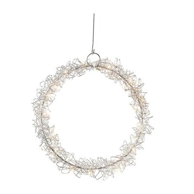 Corona in metallo con LED argento D 25 cm - Decorazione natalizia