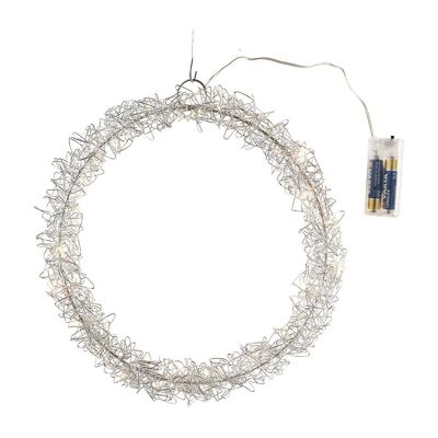 Corona de metal con LED plateado D 30 cm - Decoración navideña