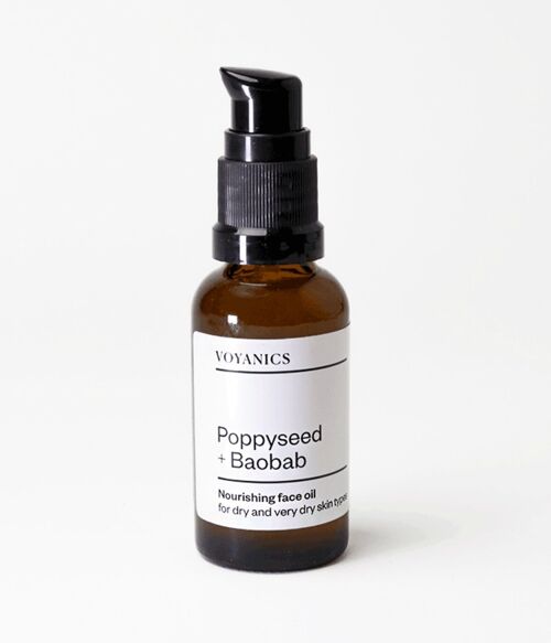 Poppyseed + Baobab nourishing face oil for dry and very dry skin types
