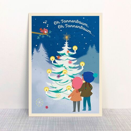Postkarte Weihnachten Oh Tannenbaum Kinder