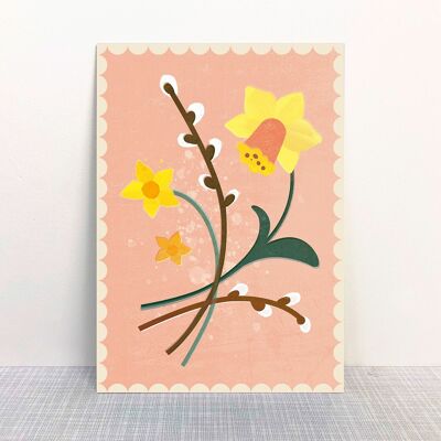 Carte postale fleur jonquille Pâques