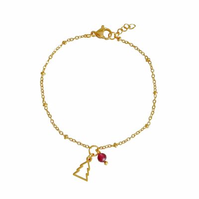 Armband Kerstboompje & Granaat - Gold