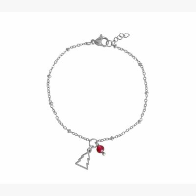 Armband Christmas Tree & Granate - Zilver