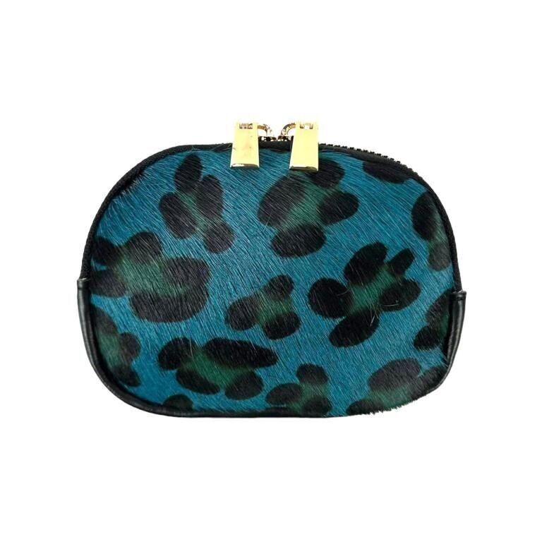 Portamonete in pelle con disegno "Stampa Animalier" e Capelli da Donna