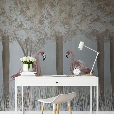 Flamingo wallpaper enchanted decor L450cm x H260cm