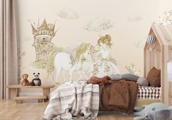 Papier peint enfant princesse licorne L450cm x H260cm