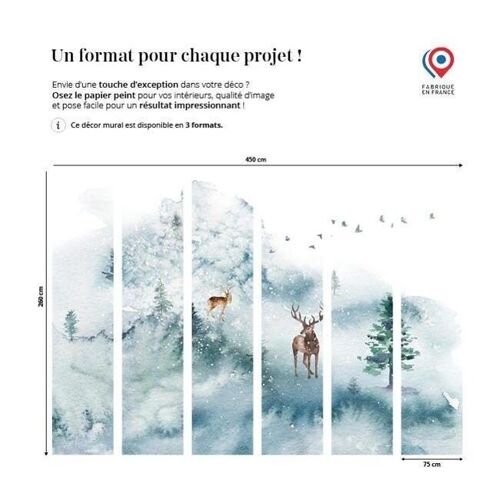 Papier peint enfant cerf & scandinave L450cm x H260cm