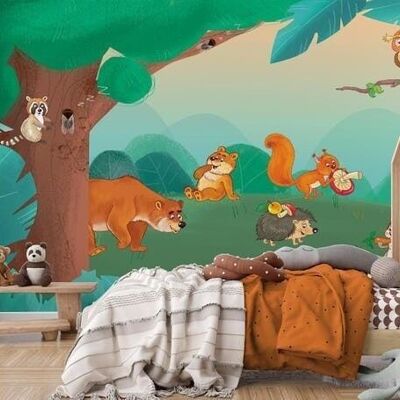 Forest friends children's wallpaper L225cm x H260cm