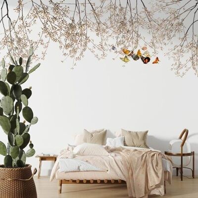 Branch & butterfly wallpaper L450cm x H260cm