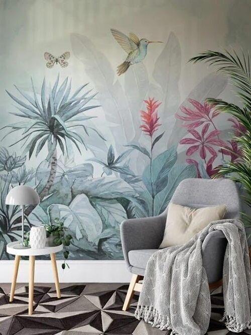 Papier peint bleu tropical L375cm x H260cm