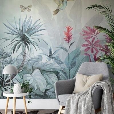 Tropical blue wallpaper L375cm x H260cm