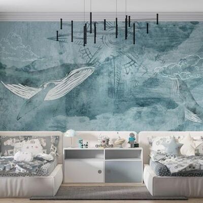 Whale at sea wallpaper L450cm x H260cm