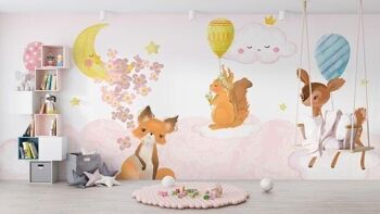 Papier peint animaux rose L375cm x H260cm