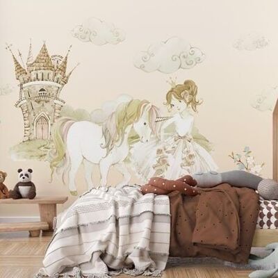 Papier peint enfant princesse licorne L225cm x H260cm