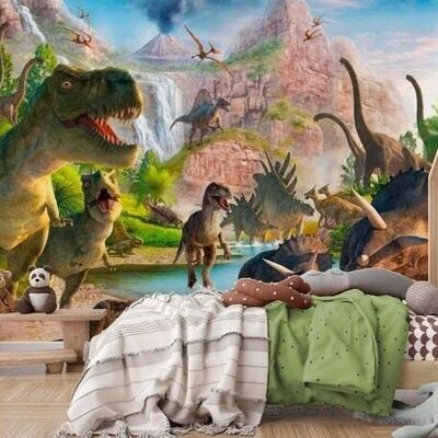 Colorful 3D dinosaurs children's wallpaper L450cm x H260cm
