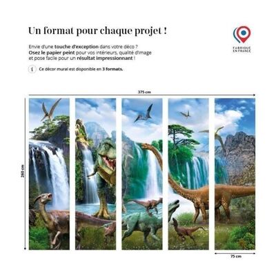 Carta da parati per bambini con dinosauro 3D L375cm x H260cm