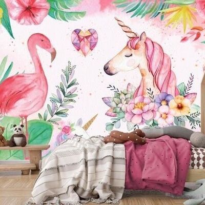 Papel pintado infantil unicornio brillante L225cm x H260cm