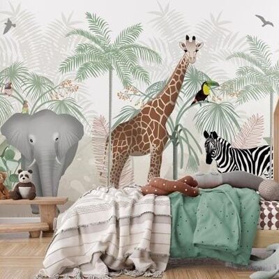 Children's wallpaper savannah animals L375cm x H260cm