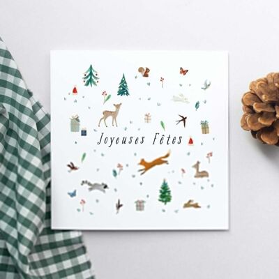 Folded Square Greeting Card - Holly