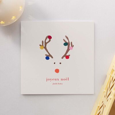 Folded Square Greeting Card - Rudolph