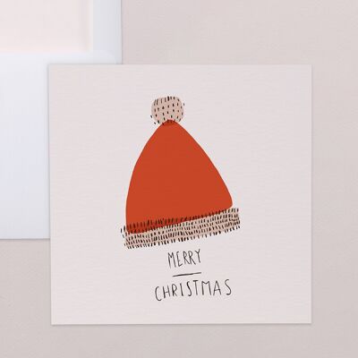 Folded Square Greeting Card - Christmas Hat