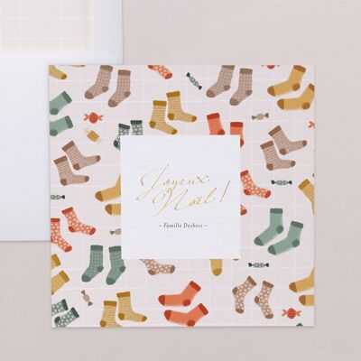 Folded Square Greeting Card - Little Socks