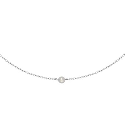 IMPRESSION silver & cultured pearl choker chain necklace
