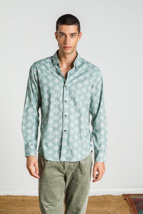 Barton Hand-Printed Long Sleeve Men Shirt