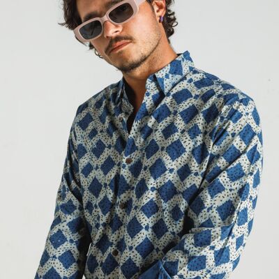 Davis Hand-Printed Long Sleeve Men Shirt