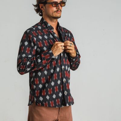 Camicia da uomo a maniche lunghe tessuta a mano Marsh