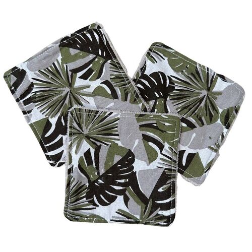 Lot de 3 cotons lavables assortis motif Jungle