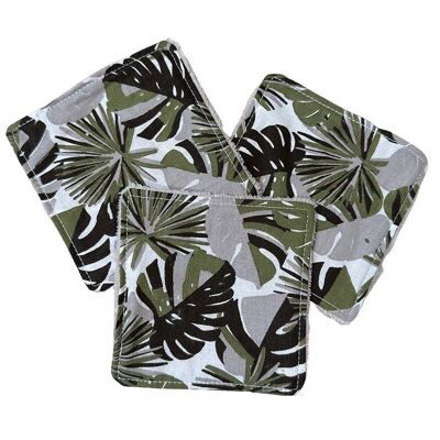 Set of 3 assorted washable cottons with Jungle pattern