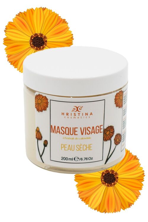 Masque visage pour peaux sèches à l’extrait de calendula - 100% NATUREL 200ml