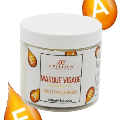 Masque visage pour tous les types de peaux aux vitamines A & E - 100% NATUREL 200ml