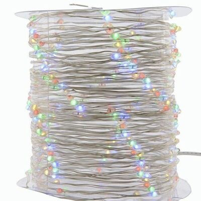 Christmas Fairy String Twinkle - 240 microluces LED multicolores con 8 funciones y cable transparente - uso en interiores o exteriores