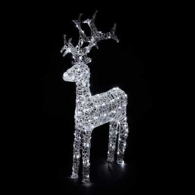 120cm/4ft Acrylic Standing Reindeer Outdoor - Cool White LED