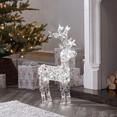 90cm/3ft Acrylic Standing Reindeer Outdoor - Cool White LED